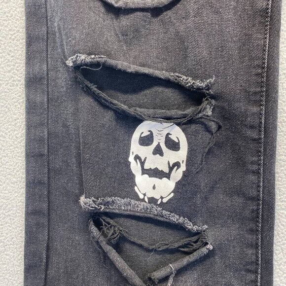 Romwe Grundge Gothic Black Skull Jeans Size Small,Y2K,Teens,High‎ Rise - Picture 13 of 15